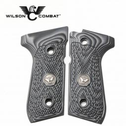 Wilson Combat, Beretta 92/96 Full Size ,G10 Grips, Ultra Thin with WC Logo, Gray/Black