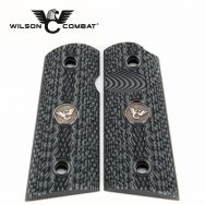 Wilson Combat 1911 Grips, Compact, Gray/Black G10, Slant Pattern, Flat Bottom