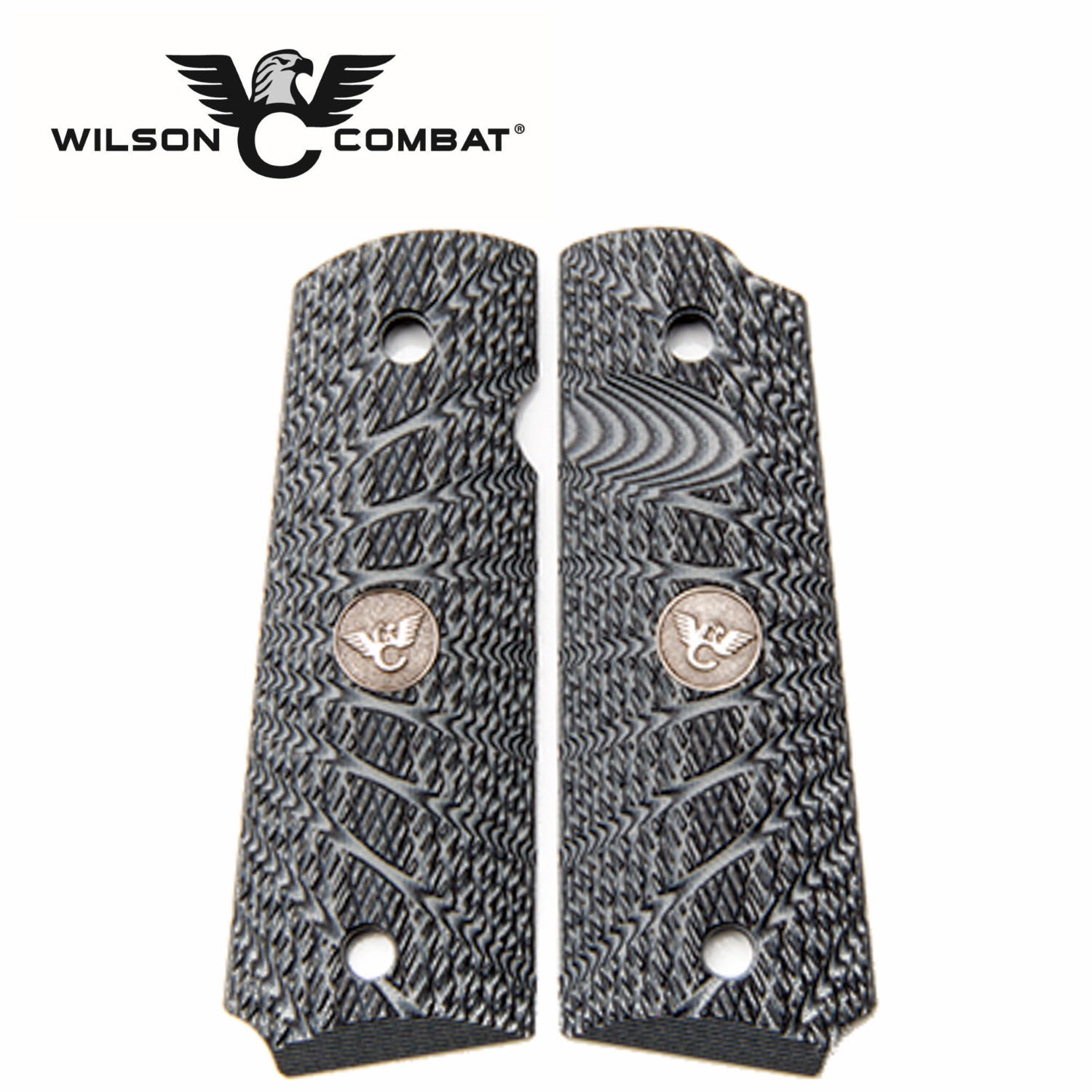 Wilson Combat 1911 Grips, Full Size, Gray/Black G10, Aggressive