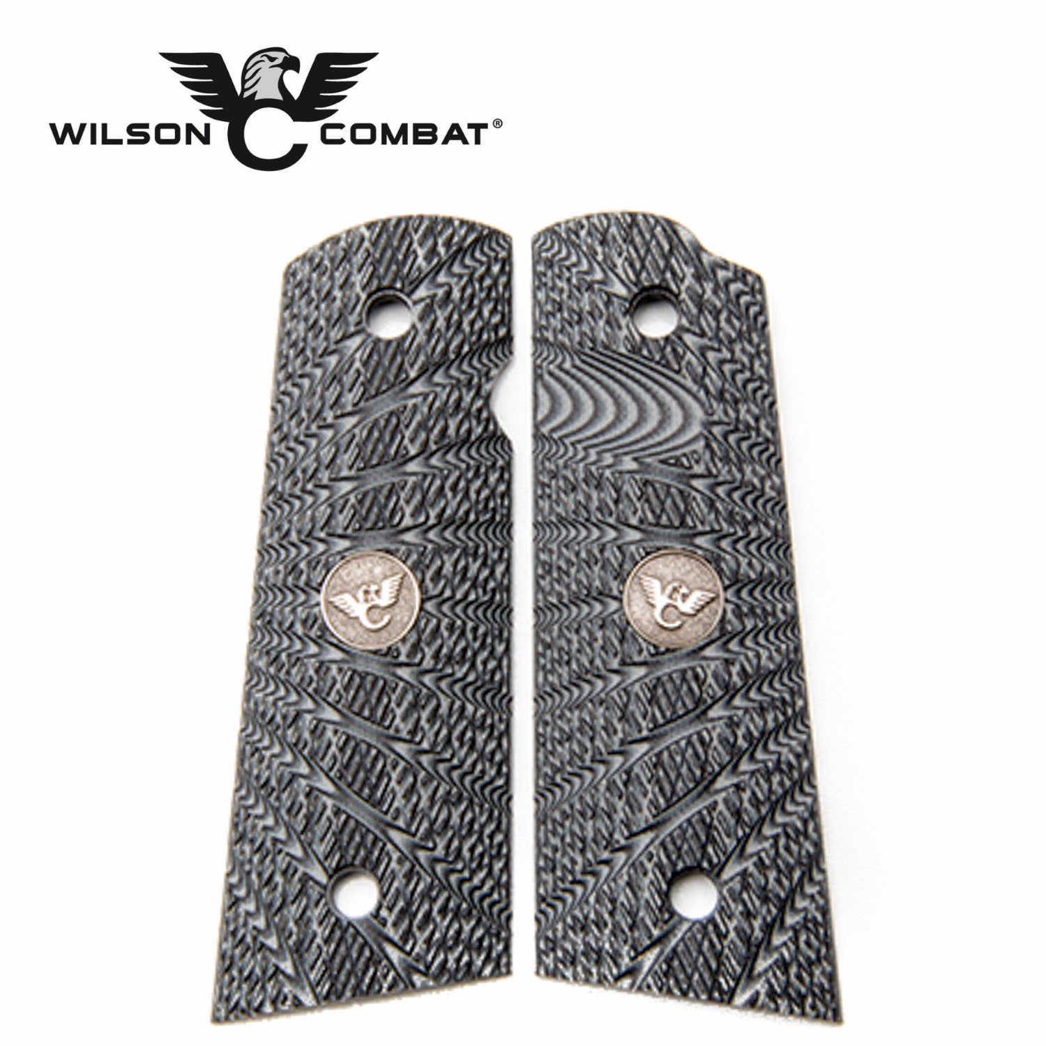 Wilson Combat 1911 Grips, Full Size, Gray/Black G10, Aggressive