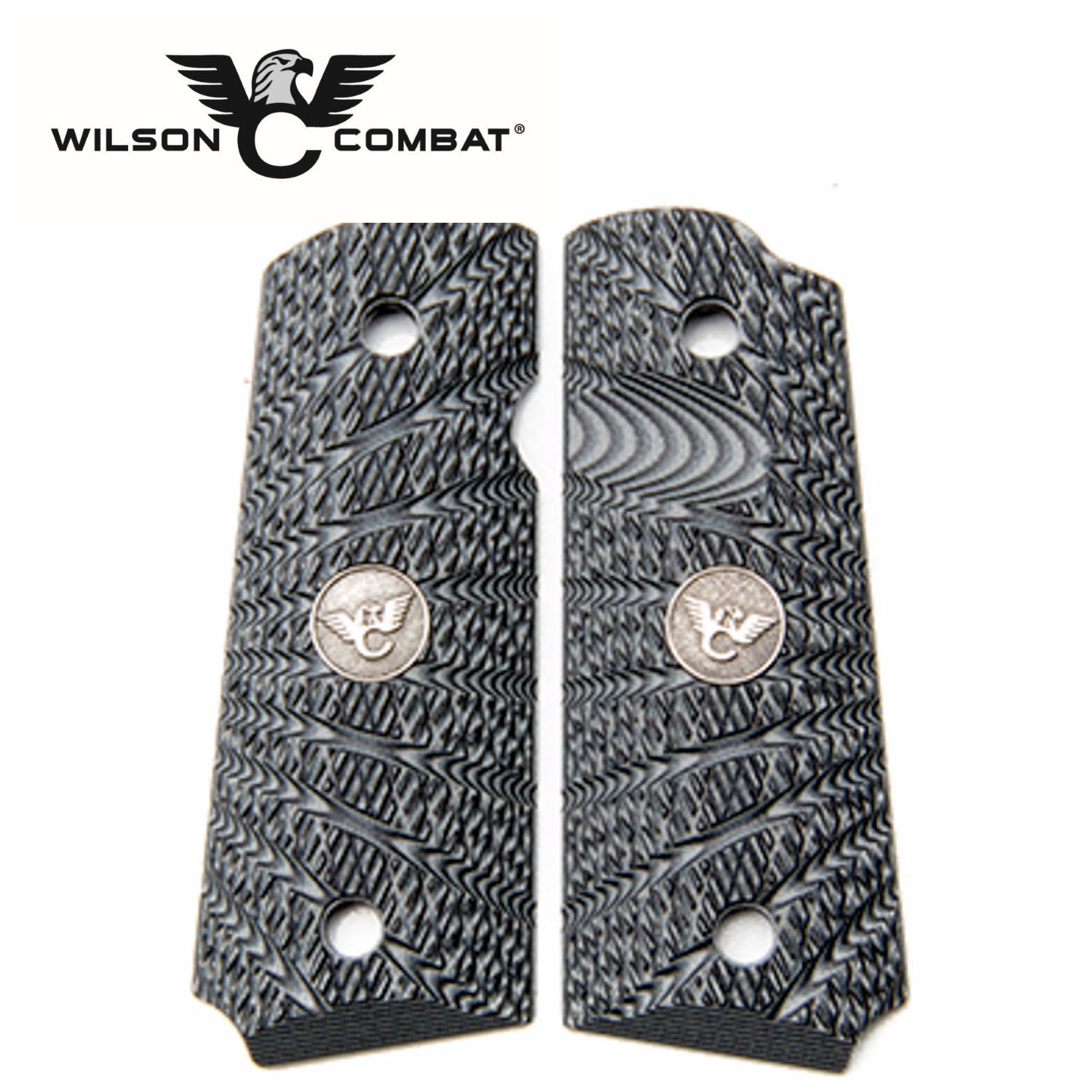 Wilson Combat 1911 Grips, Compact, Gray/Black G10, Aggressive