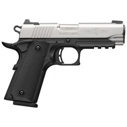 BROWNING 1911-380 SS 380ACP, 3.58"COMP 8RD BLK/SS W/RAIL