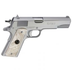 IVER JOHNSON 1911A1 45ACP 5", FS 8RD CHROME WHITE PEARL GRIP