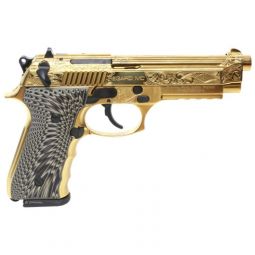 GIRSAN REGARD MC DELUXE 9MM, ADJ SIGHT 18RD GOLD ENGRAVED