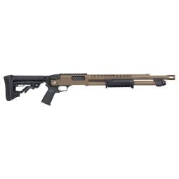 MOSSBERG 590R TACTICAL 12GA, 18.5" 6RD ADJ STK CYL FDE