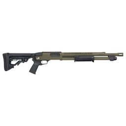 MOSSBERG 590R TACTICAL 12GA, 18.5" 6RD ADJ STK OD GREEN