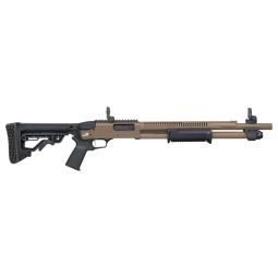 MOSSBERG 590R TACTICAL 12GA, 18.5" 6RD ADJ STK CYL FDE