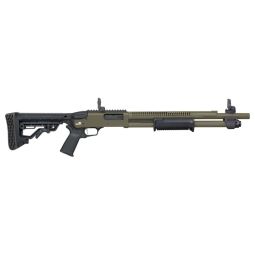 MOSSBERG 590R TACTICAL 12GA, 18.5" 6RD ADJ STK OD GREEN