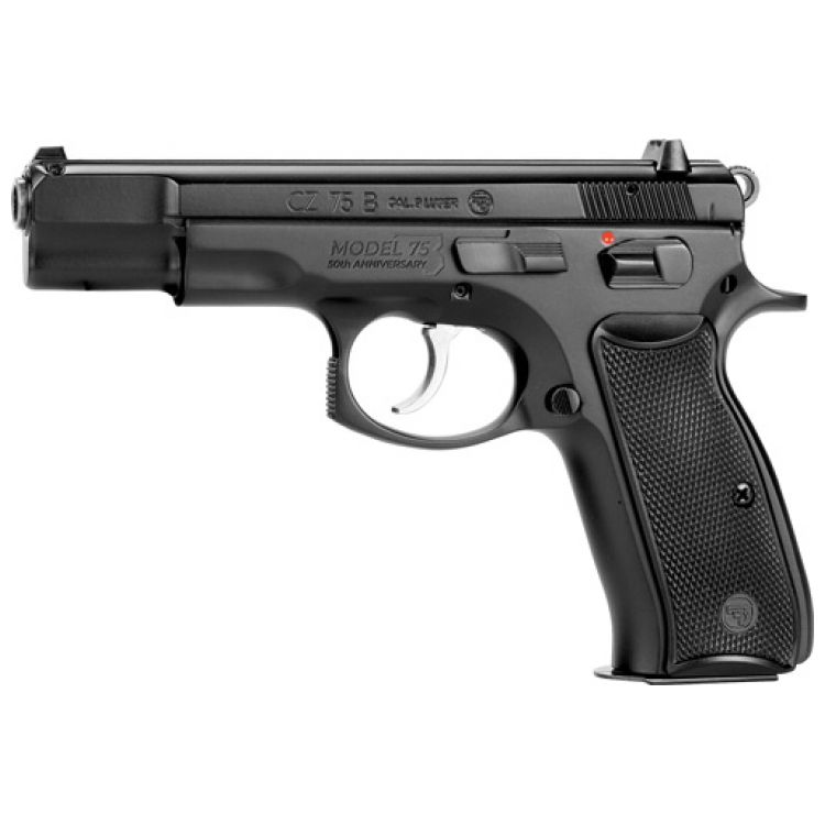 CZ 75-B 50TH ANNIVERSARY 9MM, FS 16RD BLACK POLYCOTE: MGW