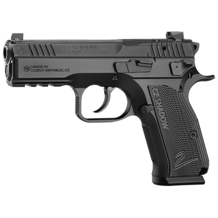 CZ SHADOW 2 CARRY OR 9MM FS, 15-SHOT BLK NITRIDE BLACK GRIP: MGW