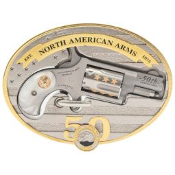 NAA MINI-REVOLVR 22WMR 1-1/8", S/S PEARL W/BELT BKLE 50TH ANV