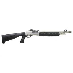 IVER JOHNSON PUMP 12GA 3" 18", NICKEL QD PISTOL GRIP STOCK