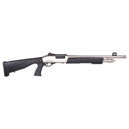 IVER JOHNSON PUMP 12GA 3" 18", NICKEL QD PISTOL GRIP STOCK