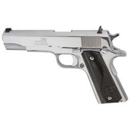 IVER JOHNSON 1911A1 38 SUPER, 5" FS 9RD CHROME BLACK WOOD